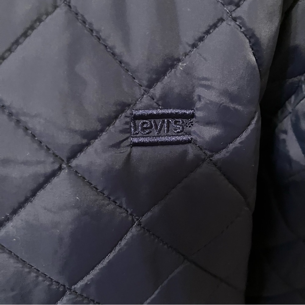 Levi's Women's Quilted Bomber Jacket  Navy Sherpa Lined 4X Spring Pockets Snaps - Picture 7 of 8